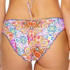 Luli Fama L41925 Multi Rayando El Sol Full Ruched Back Swim Bottoms Size M