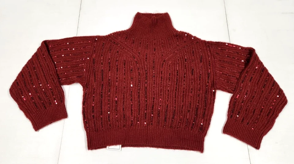 Suéter Ralsey Scoop Para Mujer Secuencia Cuello Alto Borgoña/Vino ~ Talla Pequeña 4-6 Foto 2 de 4