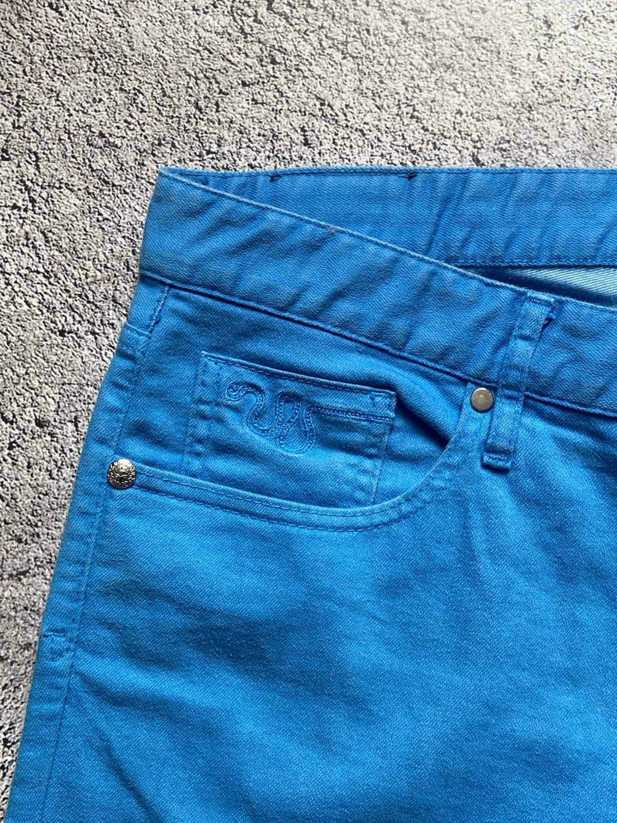 Just Cavalli Blue Beaded Python Pocket Pants Elec… - image 9