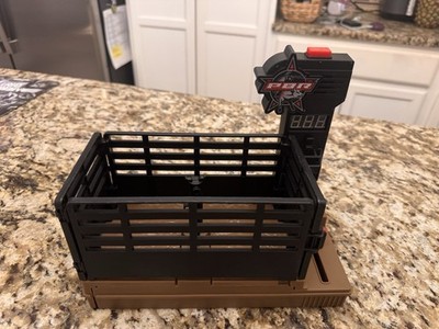 PBR  Bucking Bull & Rider Playset with Chute Gate Timer Sound Effects.