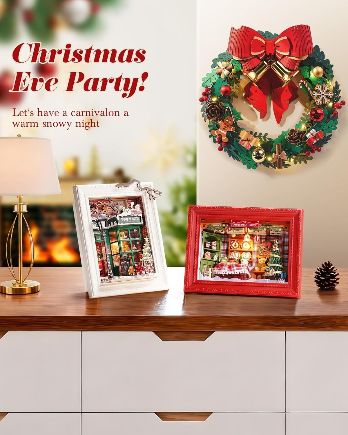 Rolife DIY 122PCS 3D Puzzle Santa's Toy Shop Miniature House with LED Xmas Gifts