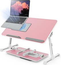 aptop Desk for Bed with Cooling Fan, SAIJI Height & Angle Adjustable Laptop Stan