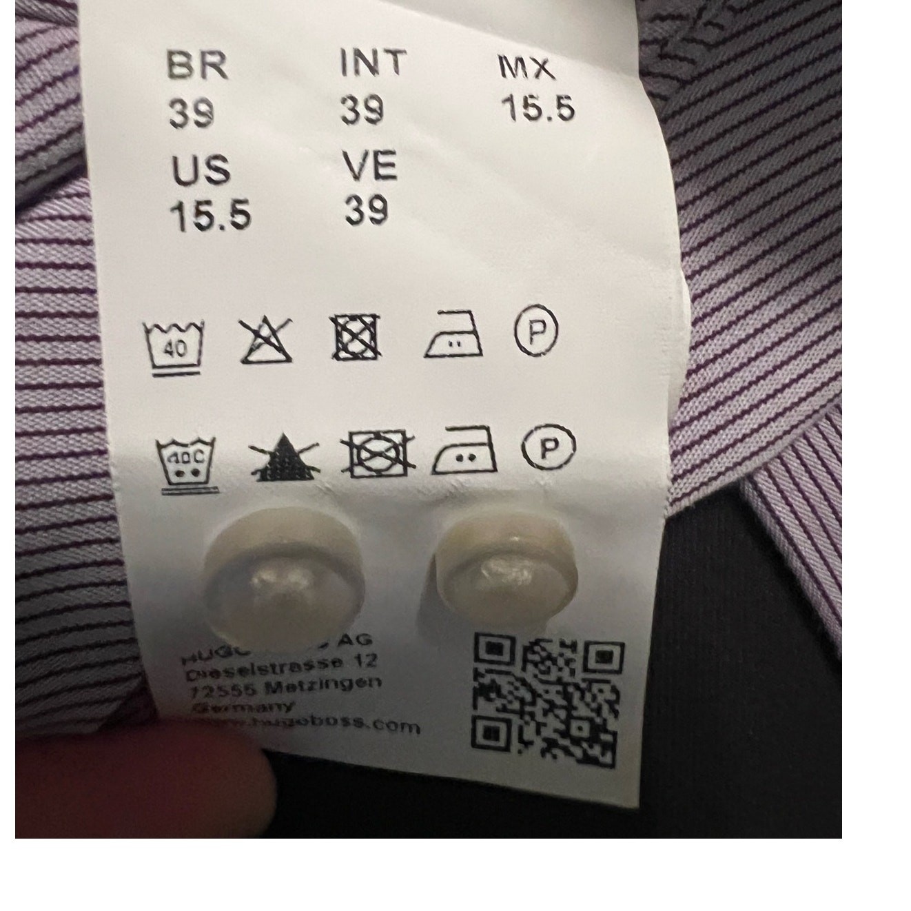 Boss Hugo Boss Purple Pinstripe Dress Shirt Cutaway Collar Size 15.5/39 Slim Fit thumbnail 4