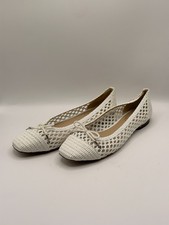 Sam Edelman Womens May Bright White Leather Woven Flats Sz 7.5 M