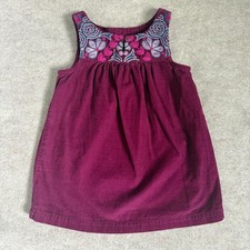 Tea collection jumper dress girls 3-6M burgundy embroidered corduroy floral