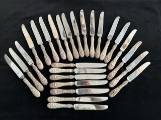 Stieff Rose Sterling Silver New French Knives 26 Pieces