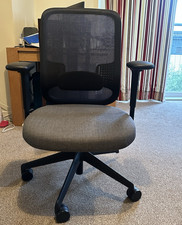 Grey Operator/Task Office Chair Fabric Padded Seat Mesh Back Swivel Wheels