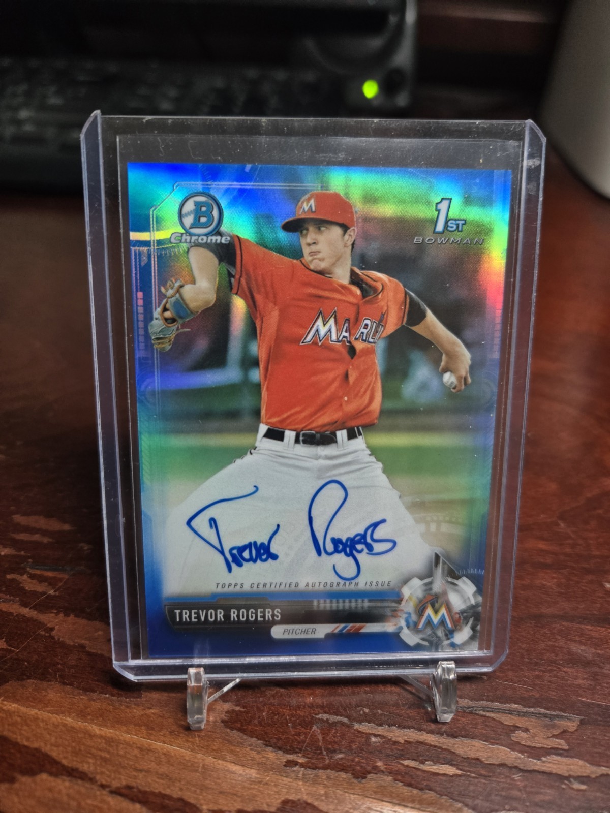 2017 Bowman Chrome Draft Trevor Rogers RC #CDA-TR Auto Blue Refractor #53/150
