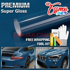 ESSMO PET Super Gloss Azure Blue Car Vehicle Vinyl Wrap Decal Sheet Like Paint