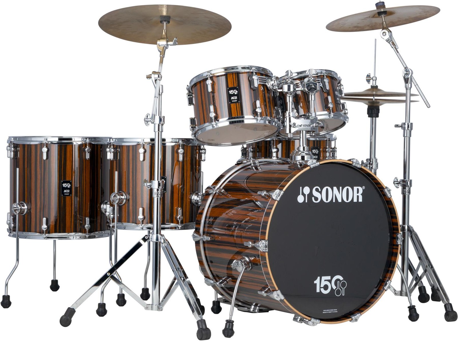 Sonor 150th Anniversary AQ2 Stage 6-piece Shell Pack - Ebony High-gloss Lacquer