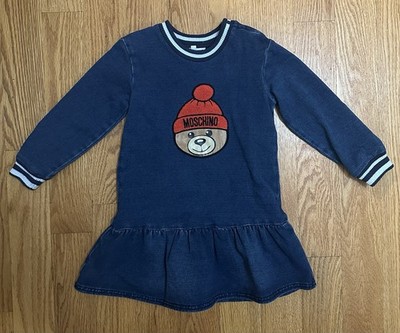 Moschino Baby Bear Dress Blue Denim Sz 3 Yrs Holiday Dress Excellent Condition 