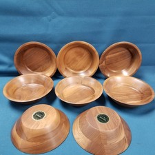 Set of 6 MCM Solid American Walnut Salad Bowls 7" Across