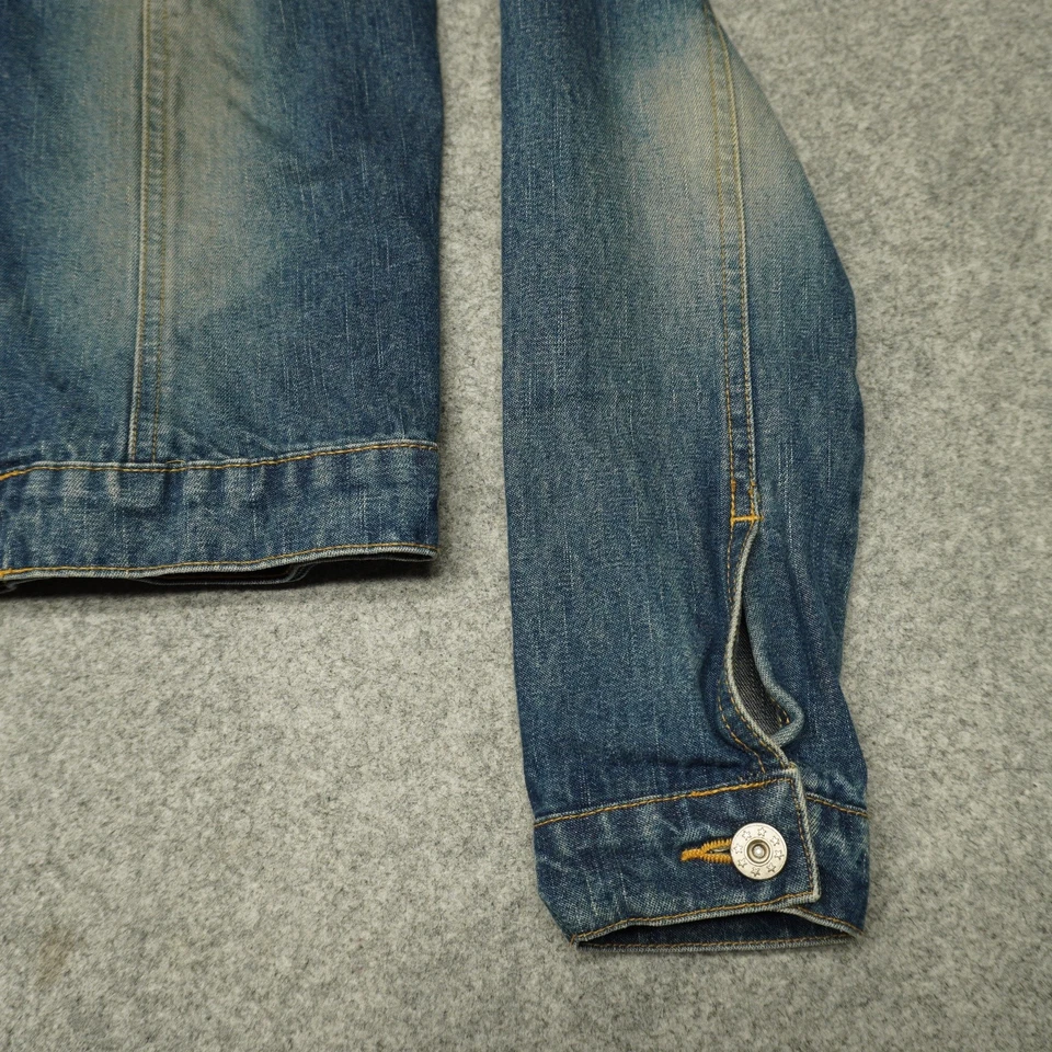 Jaqueta jeans feminina Periscope azul média algodão botão frontal - Imagem 2 de 4