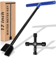 17 Inch Water Meter Key 4 Way Multi Functional Shut Off Tool Wrench