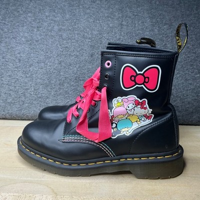 Dr. Martens x Hello Kitty & Friends 1460 in Black Smooth Leather Boots Size 8