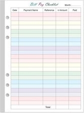 A4 TUL Bill Payment Checklist Refills - 50 Sheets/100 Pages Letter Size Month...