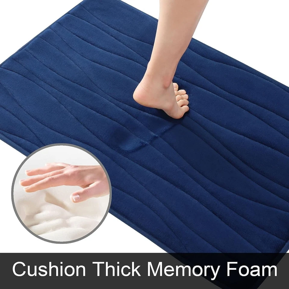 Juegos de alfombras de baño de franela de espuma viscoelástica de lujo 2 piezas - Alfombra de baño 32x20 + 24x2... Foto 4 de 4