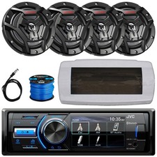 JVC KD-X560BT Single-DIN Marine Radio W/White Cover, 4x 6.5" 150W Max Speakers