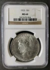 1923 $1 Peace Silver Dollar NGC MS64