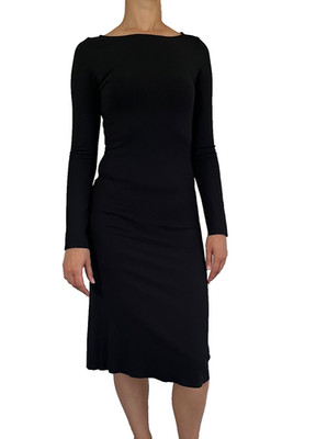COS A-Line Jersey Dress XS/S Black Viscose Raw Edge Minimalist Portugal