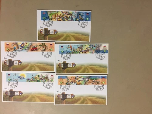 Set of five 2013 Israel fdc with strip of three st+labels,nice picture envelopes