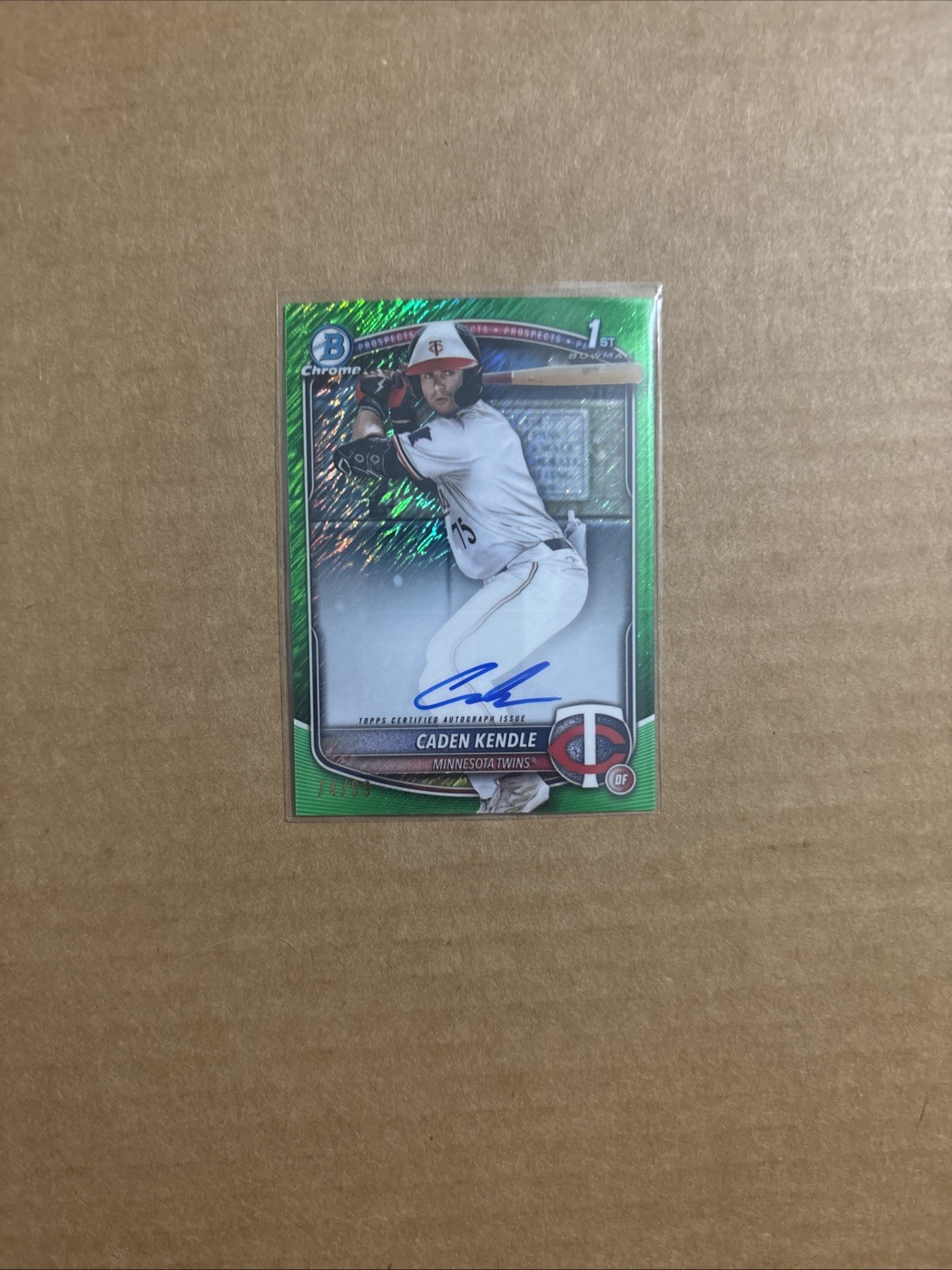 2025 1st Bowman Chrome Prospects Green Shimmer Caden Kendle Autograph /99 Auto