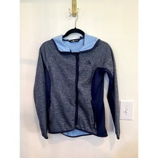 The North Face Women s Full Zip Hooded Fleece Jacket Blue Gray Small