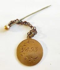 Antique Victorian 10k Love Token Charm/Drop Dated 1893