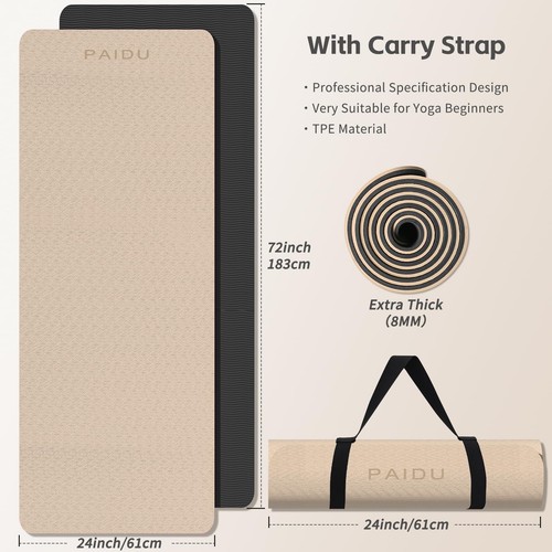Yoga Mat 8mm Super Thick TPE Fitness Mat | SGS Certified | Non-Slip, Odorless... - Picture 7 of 7