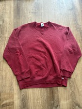 Vintage Russell Athletic Crewneck Red Sweatshirt Medium 90s Blank Thrashed