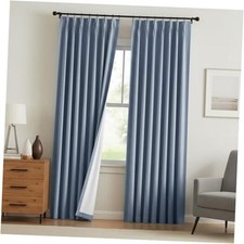 Pinch Pleated Curtains 100 Blackout 40"W x 84"L Pack of 2 Chambray Blue