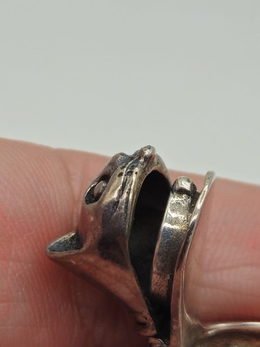 Vintage Sterling Silver Kitty Cat Poison Ring Size 6 - Picture 9 of 15