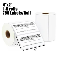 4"x2" Direct Thermal Labels SKU UPC Label 750/Roll For Zebra LP ZP GX LP2844