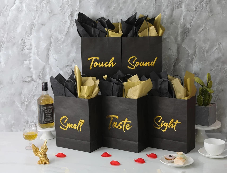 Bolsas de Regalo 5 Sentidos, Visión Olor Táctil Sabor Sonido Estampado Caliente Bolsa de Regalo con Tis Foto 4 de 4