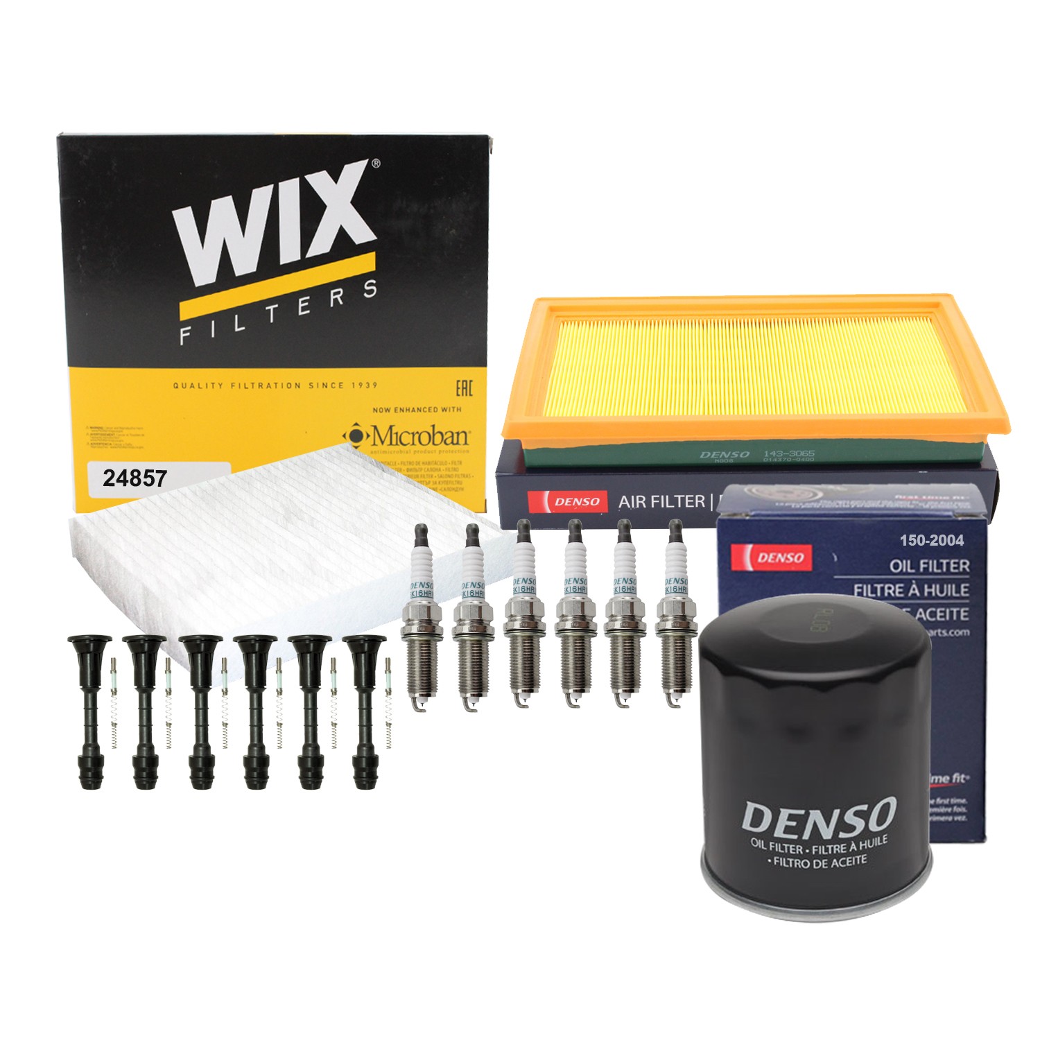 Denso Tune Up Kit NGK 6 Spark Plugs  Boots Kit for Infiniti FX35 G35 3.5L V6