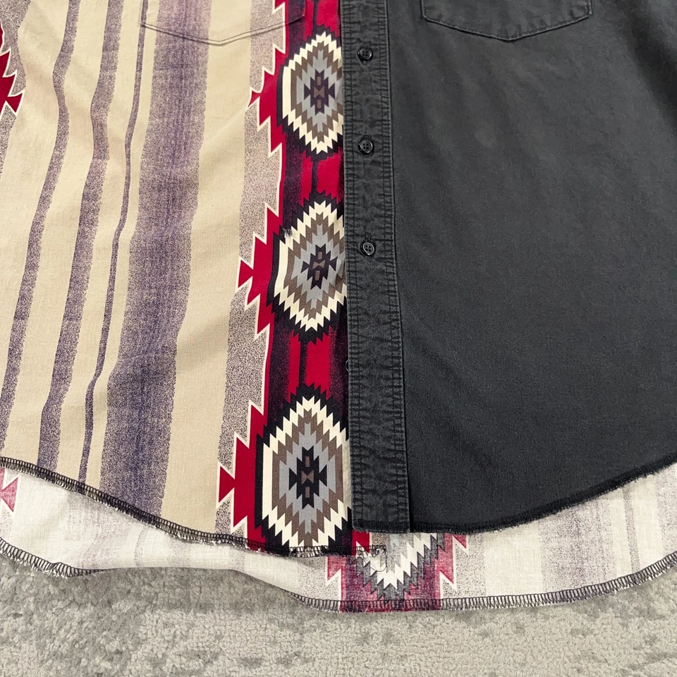 VTG Wrangler Shirt Mens XL Beige Red Aztec Print Button Down Short Sleeve 90s - Image 3 of 4