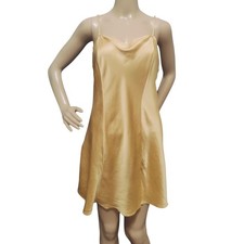 Vintage 90s Victoria's Secret champagne color 100 SILK slip dress Size L