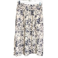 Versona Maxi Skirt M Cream Gray Floral Pull On Cottagecore Country