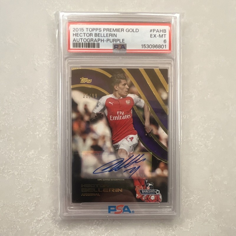 Topps 2015-16 Premier Gold Hector Bellerin RC Auto Purple /99 Arsenal PSA 6