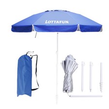 6ft Beach Umbrella - Heavy Duty Wind Resistant UV 50 Portable Sun Shade with...