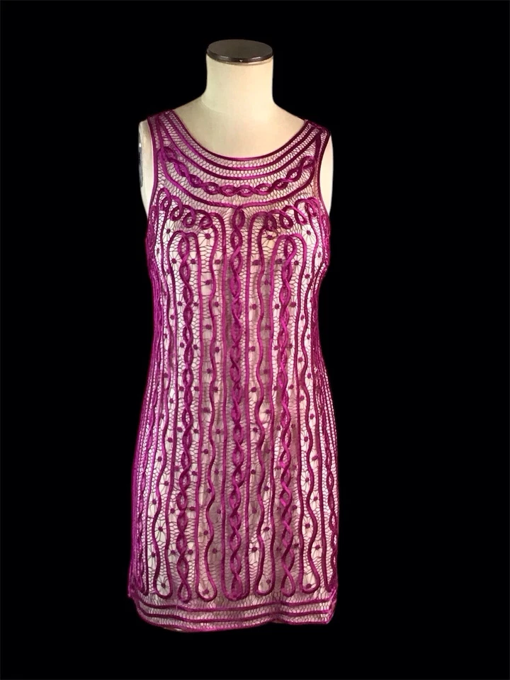 Vestido Ali Ro Rosa Hilo de Seda Beige, Talla 4, Usado en Excelente Condición Foto 2 de 4