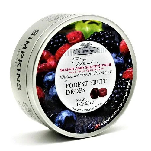 Simpkins Sugar Free Forest Fruit Drops Travel Tin 150g RETRO SWEETS
