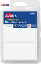 Multi-Use Permanent Labels, 1.5" X 2.75", White, Non-Printable, 76 Blank Labels