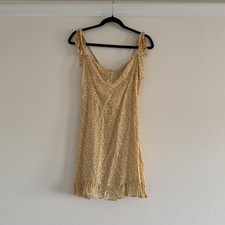 Reformation Esther Mini Dress Size 8 Lima Yellow White Floral Ruffle