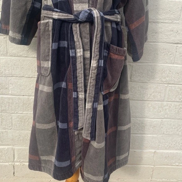 复古印花 90 年代 TJ Lawford 100% 土耳其棉男女通用浴袍,均码 — 第 3/4 张图片