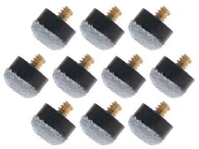 New Set of 10 Gray Screw In Pool Cue Tips - Soft - Size 12mm - Screw On Cue Tips