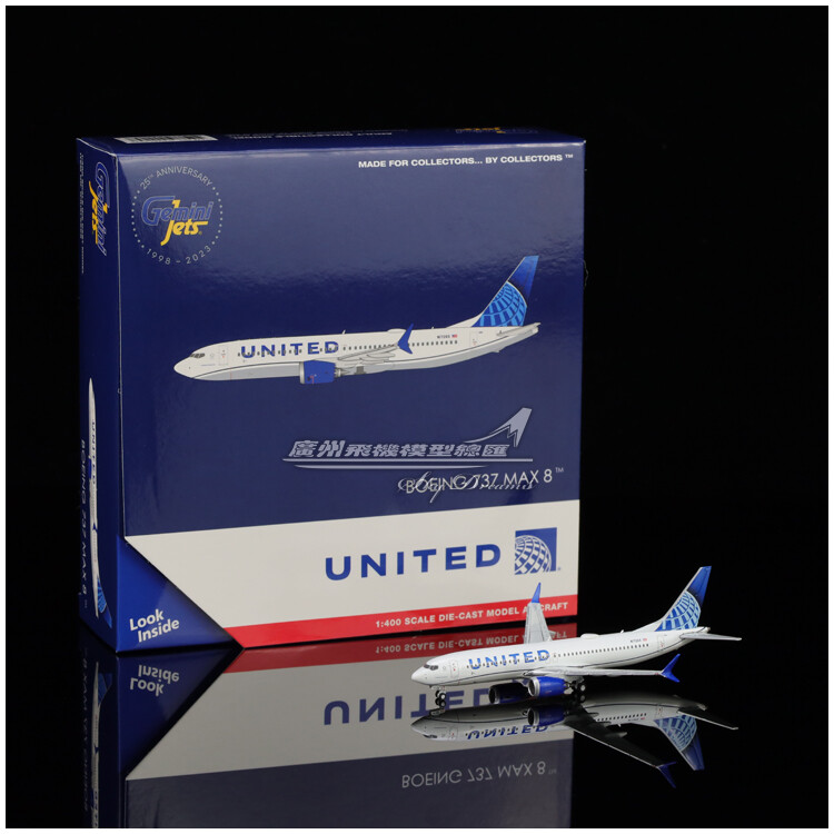 1:400 GeminiJets UNITED BOEING 737 MAX 8 Passenger Plane Diecast