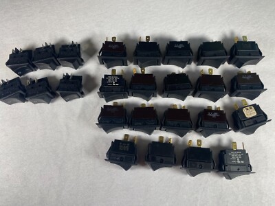 Lot of 25 Rocker Switches Chassis Snap In Mount/Chassis Mount On/Off Switches