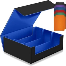 1800+ Trading Card Storage Box, Magnetic Closure Toploaders Storage Box Hold 600