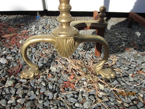 Andirons vintage ottone palla di cannone alto 20" - tronchi da fuoco - porta tronchi - Foto 4 di 4